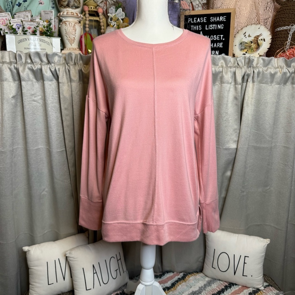 Time and Tru Pink Crew Neck Sweater Size M/L - Picture 2 of 10